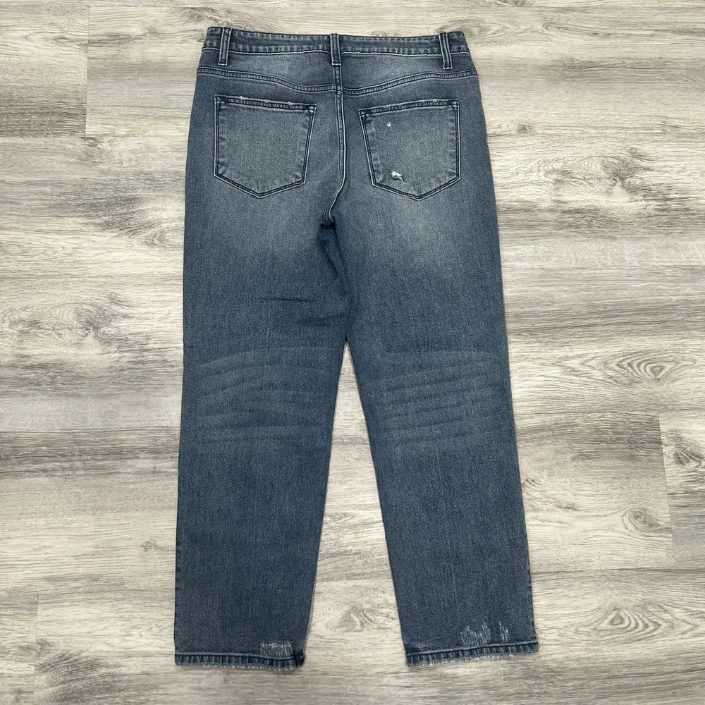 Vervet Distressed High Rise Crop‎ Straight Leg Denim Jeans Sz 30 - Picture 2 of 10